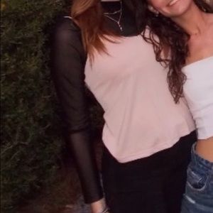 SHEIN Sheer Mesh Long Sleeve Crop Top